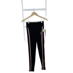 Planet Gold Leggings Girls Medium Black White Maroon Red Stripe New